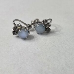 Elegant Blue & Silver Color Screw-On Costume Jewelry Earrings By LG (Lind-Gal)